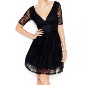 Betsey Johnson Black Empire Lace Sleeve Dress